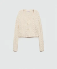 Mango Women's Buttoned Knit Braided Cardigan