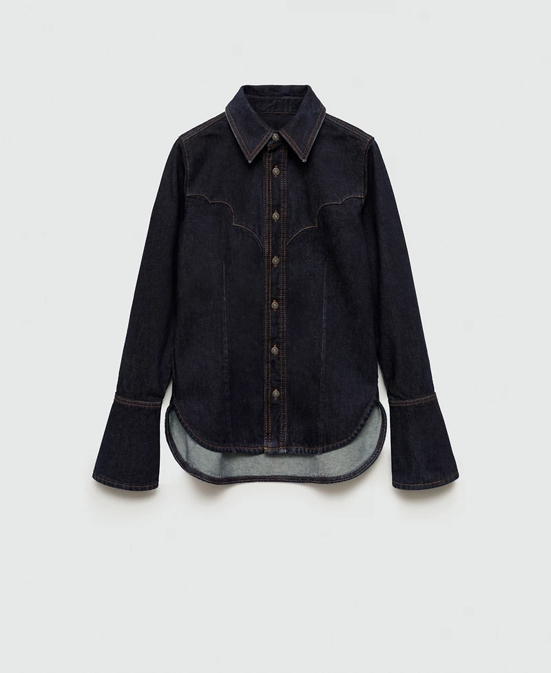 Mango Women's Seams Detail Denim Shirt