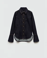 Mango Women's Seams Detail Denim Shirt