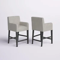 Streamdale Set Of 2 Upholstered 26 Inch Counter Stool - Light Gray/Gray