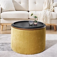 Streamdale Chenille Storage Ottoman with Stool and Desktop