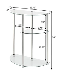 Designs2Go Classic Glass 3 Tier Display Entryway Hall Table