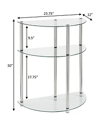 Designs2Go Classic Glass 3 Tier Half-Circle Entryway Hall Table