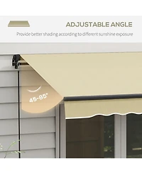 8' x 6.5' Retractable Awning, Patio Awning Sunshade Shelter with Manual Crank Handle, 280gsm Uv Resistant Fabric and Aluminum Frame for Deck, Balcony,