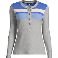 Lands' End Plus Long Sleeve Cozy Rib Henley Top