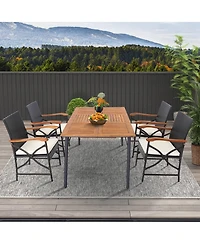 4PCS Patio Pe Wicker Dining Chairs with Soft Zippered Cushions Armchairs