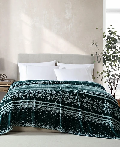 Nautica Fairisle Texture Ultra Soft Plush Fleece Blanket, Twin