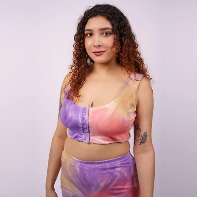 Sparkies Women's Tie-Dyed Quinn Top with Front Opening