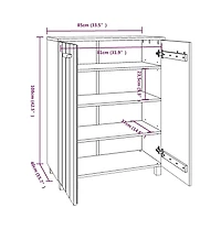 vidaXL Shoe Cabinet Hamar Light Gray 33.5"x15.7"x42.5" Solid Wood Pine