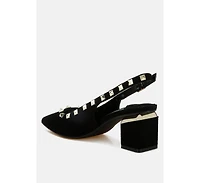 Ameya Stud Emebllished Microfiber Sandals Women