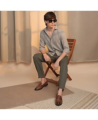 Men's Ash Grey Micro-Tartan Plaid Shirt