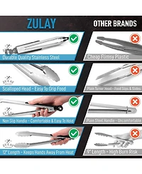 Zulay Kitchen Easy Grip Stainless Steel Tongs With Lock Mechanism