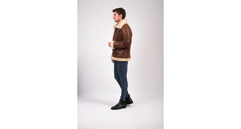 Men's Leather Sheepskin Jacket, Brown, Created for Macy's
