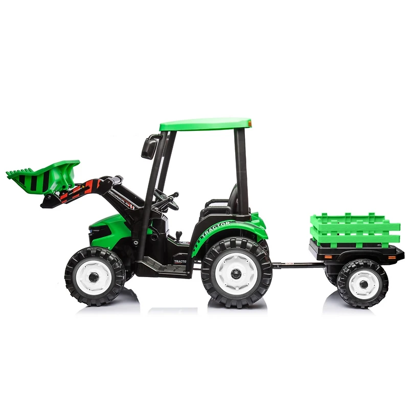 Streamdale Electric Pedal Tractor with Loader, Digger, and Trailer (Green)