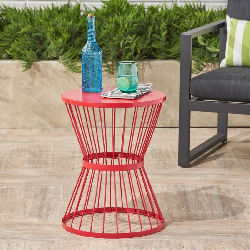 Lassen Modern Hourglass Side Table: Durable, Stylish Outdoor Accent