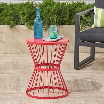 Lassen Modern Hourglass Side Table: Durable, Stylish Outdoor Accent