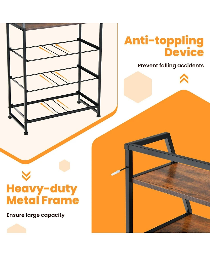 Sugift 4-Drawer Free Standing Storage Dresser with 2 Open Shelves