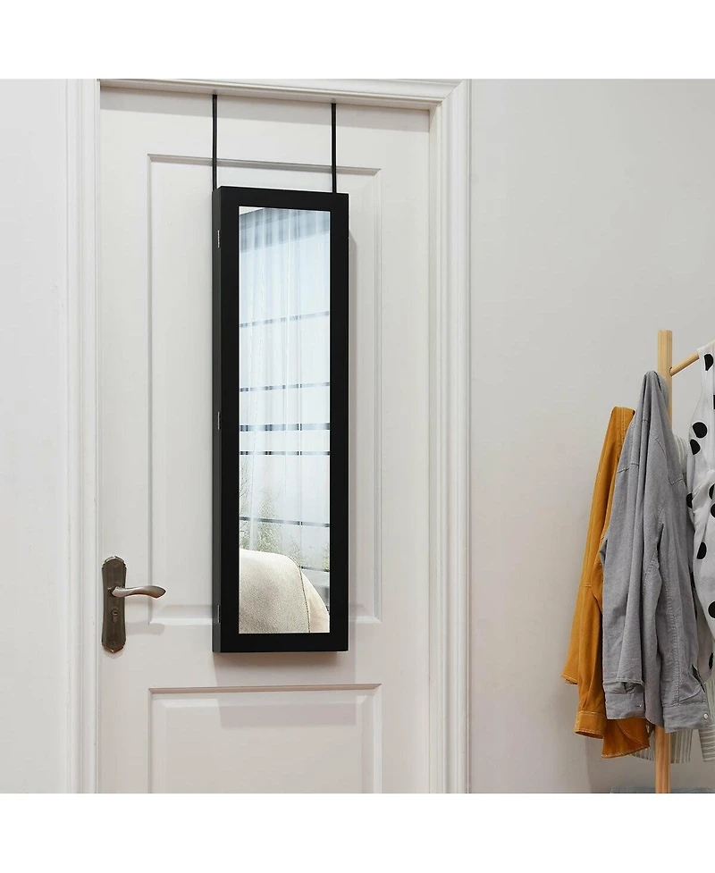 Sugift Full Length Mirror Jewelry Cabinet with Ring Slots and Necklace Hooks