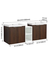 Eco-Friendly 60" Bathroom Vanity with Soft-Close Doors and Ample Storage