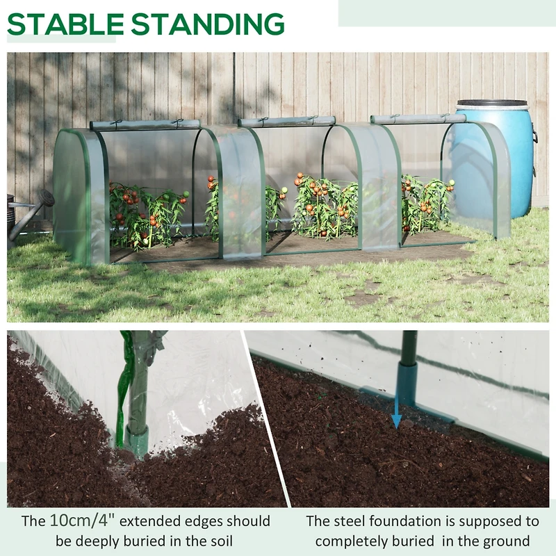 10' x 3' x 2.5' Mini Greenhouse, Portable Tunnel Green House with Roll-Up Zippered Doors, Uv Waterproof Cover, Steel Frame, Clear