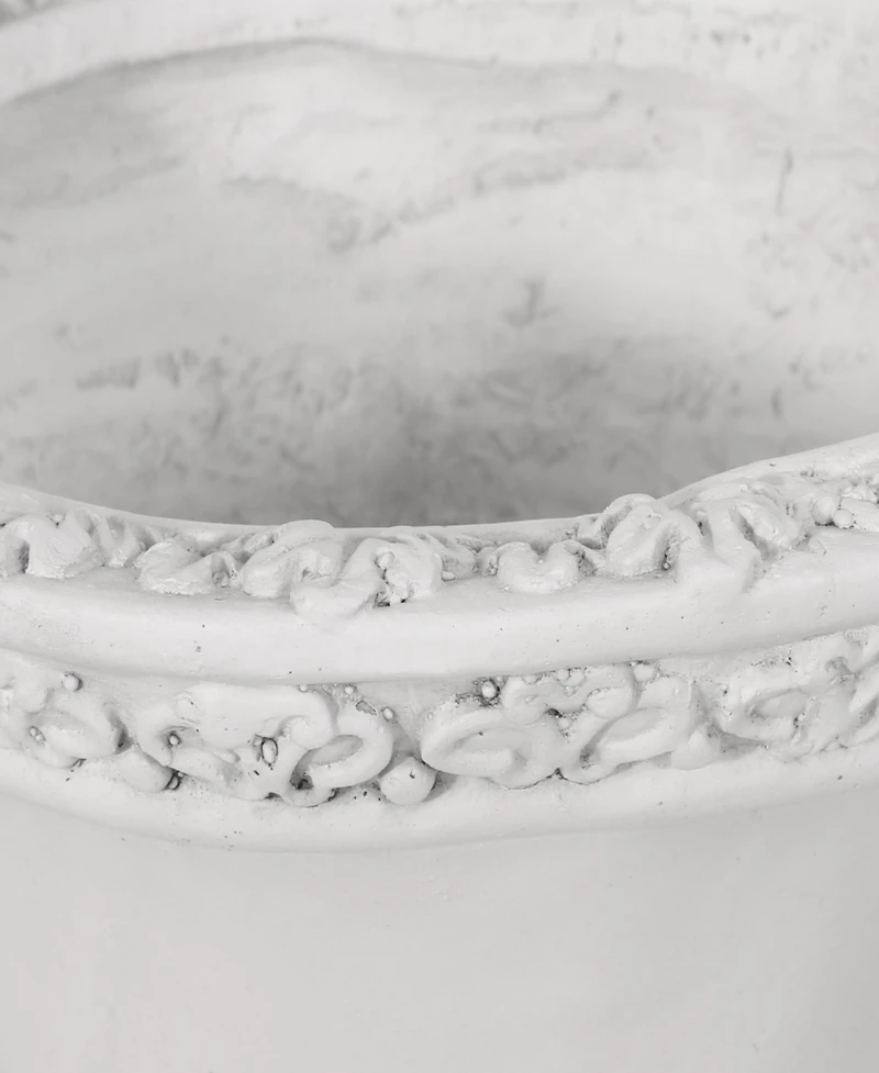 Streamdale Elegant Roman Faux-Stone Planter With Botanical Accents