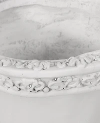 Streamdale Elegant Roman Faux-Stone Planter With Botanical Accents