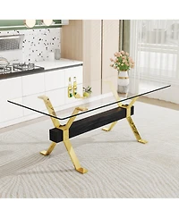Streamdale Furniture Streamdale Modern Tempered Glass Dining Table with Gold Legs