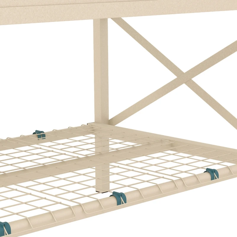 Raised Garden Bed with Galvanized Steel Frame, Storage Shelf and Bed Liner, Elevated Planter Box with Legs for Vegetables, Flowers, Herbs, Cream