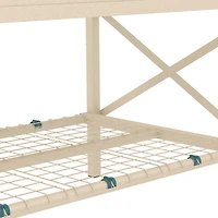 Raised Garden Bed with Galvanized Steel Frame, Storage Shelf and Bed Liner, Elevated Planter Box with Legs for Vegetables, Flowers, Herbs, Cream