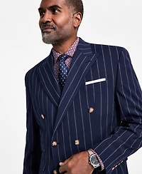 Tayion Collection Men's Pinstriped Double-Breasted Suit Jacket