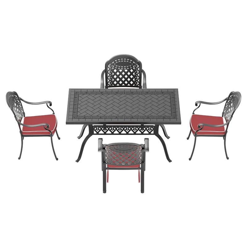 Streamdale 5-Piece Cast Aluminum Patio Set with Cushions