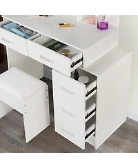 Simplie Fun White color adjustable dressing table with 4 drawers