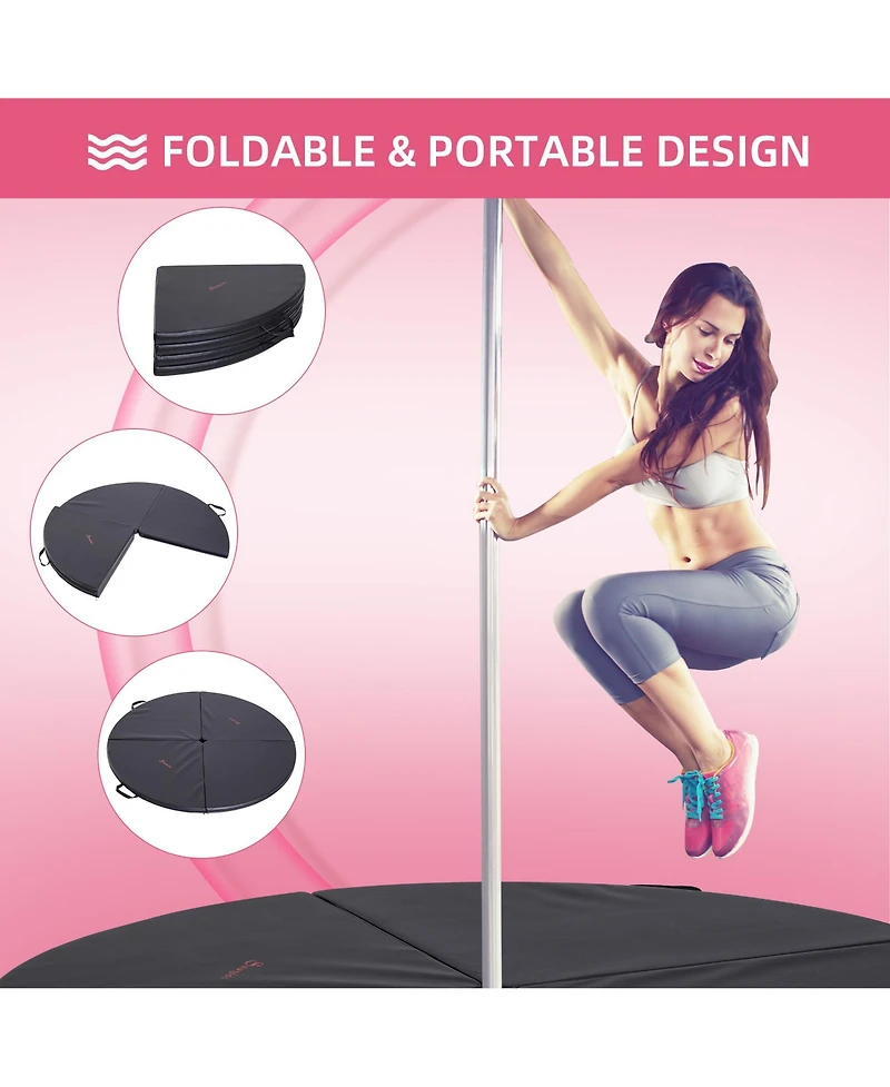 Pole Dance Mat, 2"T x 5'W Folding Pole Dance Mat for Home, Lightweight and Foldable, Black