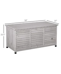 75 Gallon Wooden Deck Box, Outdoor Storage Container with Aerating Gap & Weather-Fighting Finish, Grey