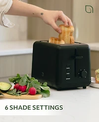 Willow Kitchen 2-Slice Toaster with Wide Slots - Perfect for Toast Bagels, Compact Design, Crumb Tray