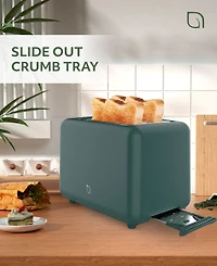 Willow Kitchen 2-Slice Toaster with Wide Slots - Perfect for Toast Bagels, Compact Design, Crumb Tray