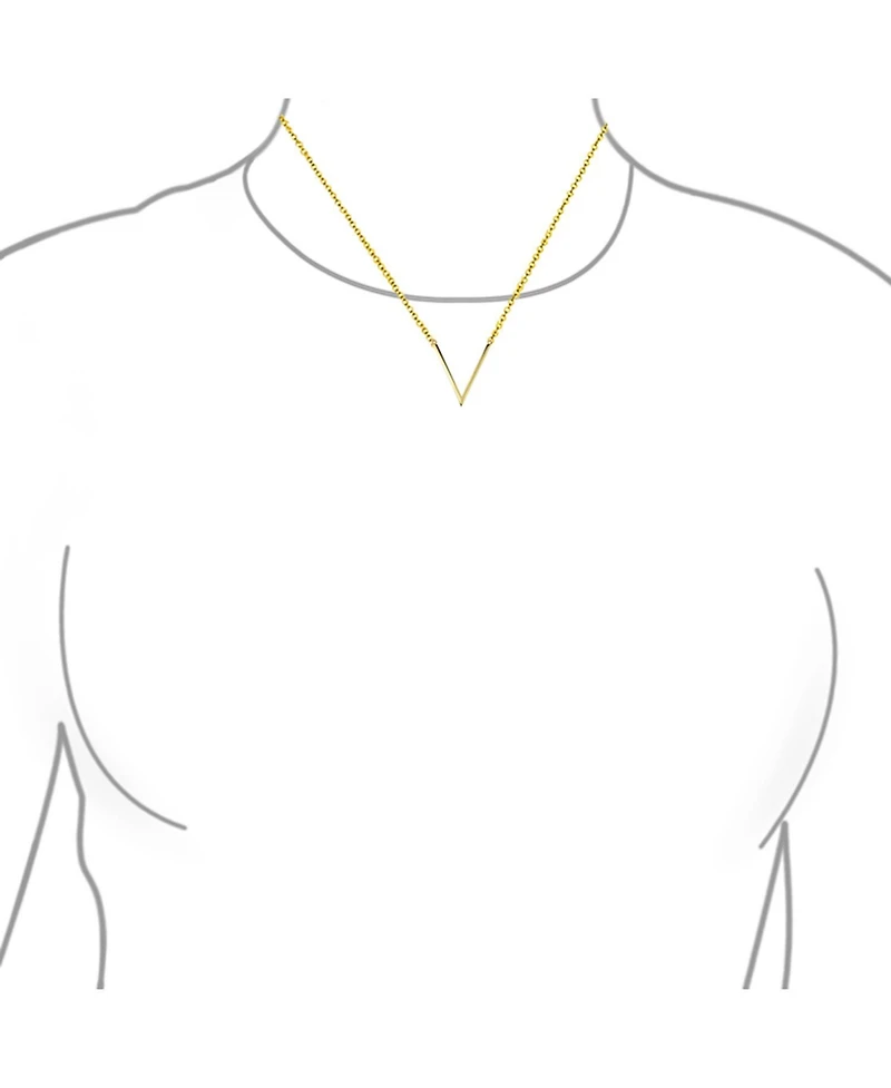 Bling Jewelry Minimalist Geometric Chevron V Pendant Necklace 14K Gold Plated Silver