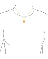 Bling Jewelry Cz Halo Solitaire Orange Opal Teardrop Pendant & Earrings Jewelry Set