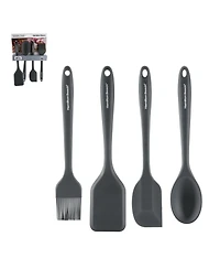 Hamilton Beach Silicone Baking 4pc Tool Set with Turner, Spoon, Spatula, Brush, Cooking Utensil Sets | Heat Resistant Silicone Spatula | Kitchen Utens
