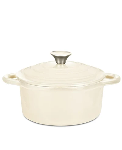 Hamilton Beach Enameled Cast Iron Dutch Oven Gray (3-Quart) | Cream Enamel Coating Pot with Lid Even Heat Distr