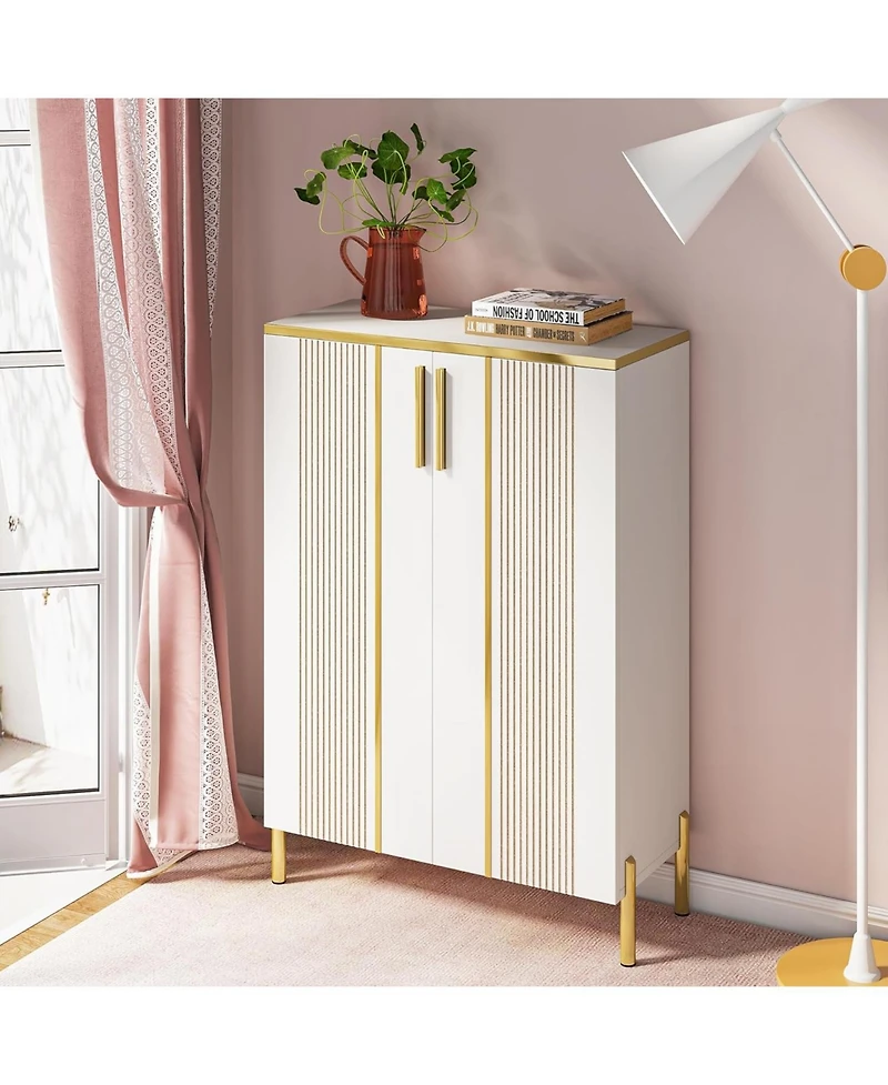 Tribesigns Shoe Cabinet with Doors, 6-Tier Shoe Storage Cabinet with Adjustable Shelves, Wooden Shoes Rack Shoe Storage Organizer