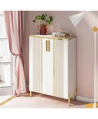 Tribesigns Shoe Cabinet with Doors, 6-Tier Shoe Storage Cabinet with Adjustable Shelves, Wooden Shoes Rack Shoe Storage Organizer