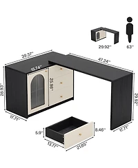 Tribesigns L Shaped Computer Desk with Drawers, Modern Corner Home Office Reversible Storage Cabinet, Long Study Writing Workstation