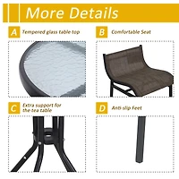3 Piece Bar Height Outdoor Bistro Set for 2, Round Patio Pub Table 2 Bar Chairs with Comfortable Design & Strong Build, Tan
