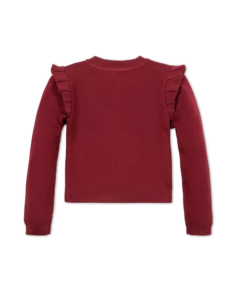 Hope & Henry Baby Girls Milano Ruffle Shoulder Cardigan