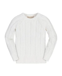 Hope & Henry Baby Girls Long Sleeve Raglan Cable Sweater