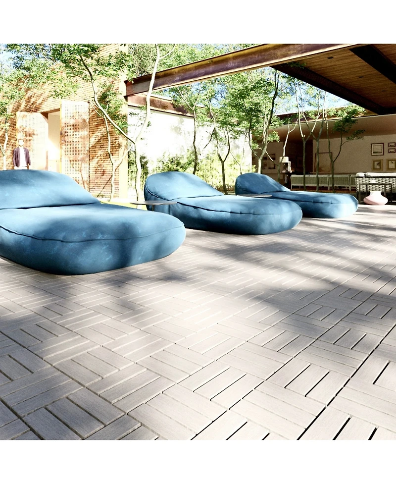 Streamdale Acacia Hardwoods Deck Tiles, 12" x 12", Light Gray