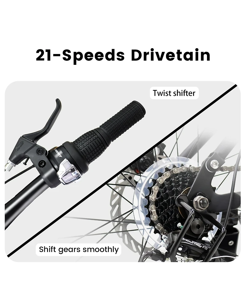 Streamdale Furniture Mountain Bike 24 Inch Wheels, 21-Speed Full Suspension Mens Womens Trail Commuter City Mountain Bike, High Carbon Steel Frame Dis