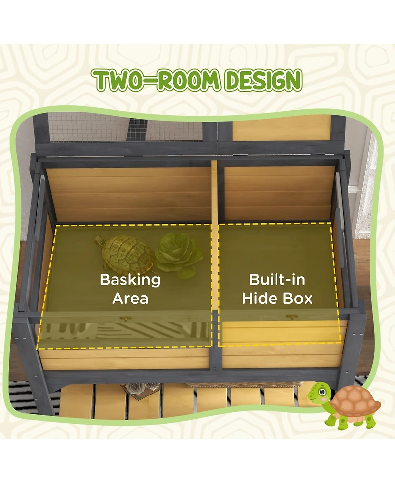 Streamdale Furniture Tortoise Habitat with Shelf Storage, Tortoise Enclosure with Weather Protection, Tortoise Gift Accessory, Reptile Enclosure with