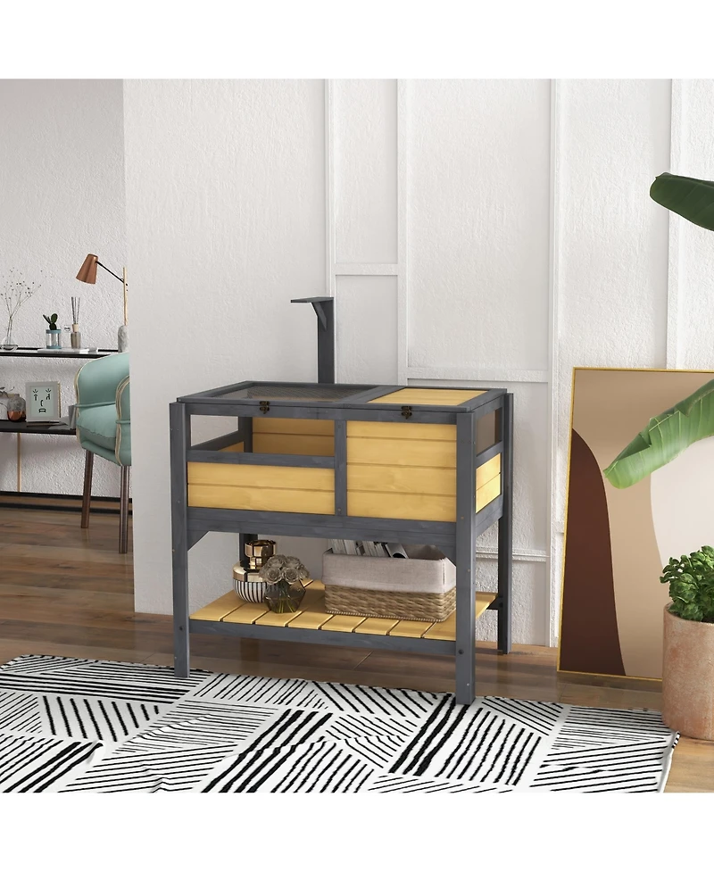 Streamdale Furniture Tortoise Habitat with Shelf Storage, Tortoise Enclosure with Weather Protection, Tortoise Gift Accessory, Reptile Enclosure with